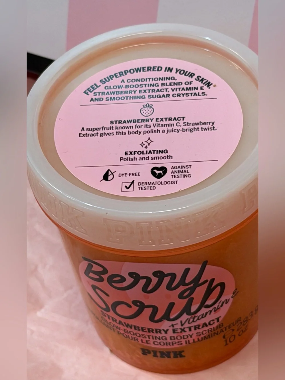 New Victoria's Secret Pink Berry Body Scrub Superfruit Shower Exfoliating 10 Oz